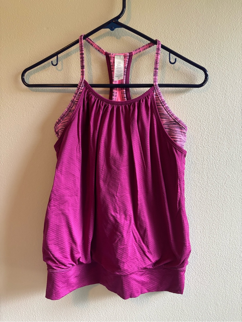 Ivivva Fuchsia Racerback Tank with Striped Trim